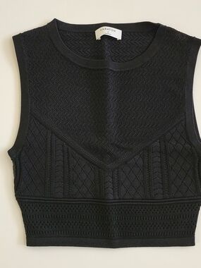 Aritzia Babaton Black Knit Sleeveless Crop Top